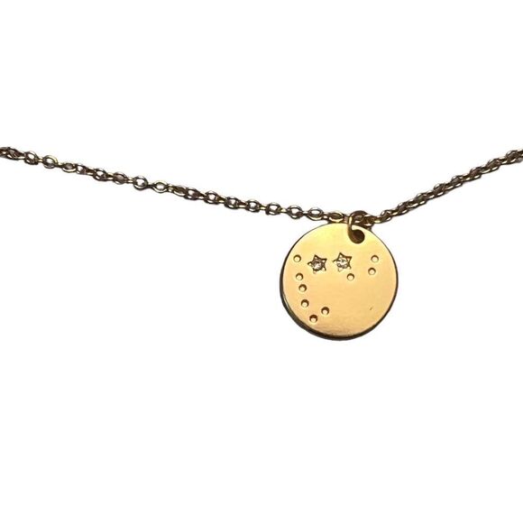 Lucky Feather Gold Tone Zodiac Necklace Capricorn Crystal Accents New - Picture 3 of 4
